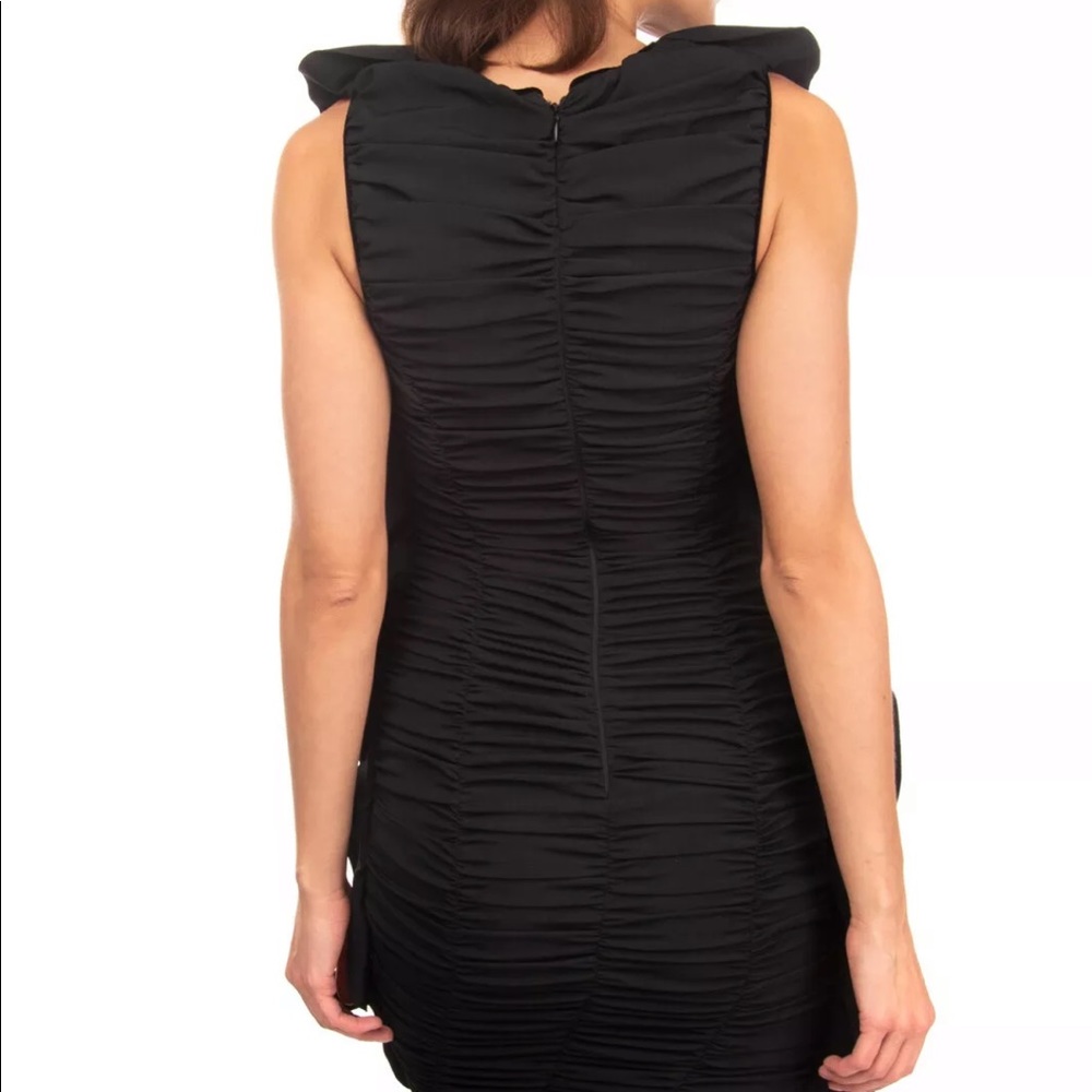 Bodycon Black Ruched Ruffle Insert Made in Italy - Picture 3 of 7
